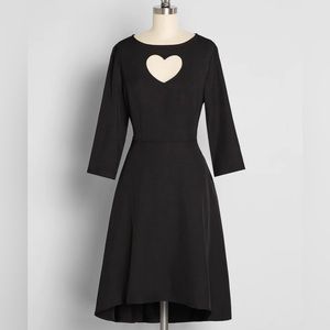 NWOT Royal Monk Shape of My Heart Black A-Line Dress Size XL / UK 16